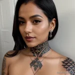 sensual woman with geometric tattoos on her collarbone tatufoto.com 128