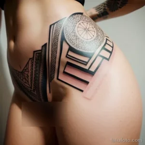 sensual woman with geometric tattoos on her thigh tatufoto.com 129