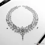 simple pencil sketch of a floral wreath tattoo tatufoto.com 188