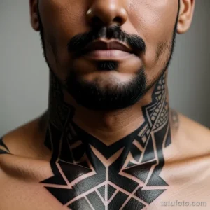 strong man with a geometric tattoo on his neck tatufoto.com 151