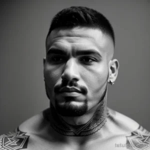 strong man with a geometric tattoo on his neck tatufoto.com 152