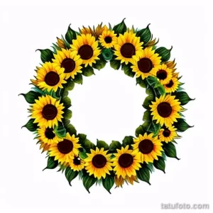 tattoo design of a sunflower wreath tatufoto.com 191
