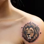 tattoo lion on neck 1.5, beautiful woman, realism tatufoto.com 051