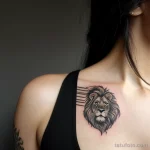 tattoo lion, on neck sexy girl, photorealistic, tatufoto.com 089