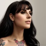 tattoo lion, on neck sexy girl, photorealistic, tatufoto.com 098