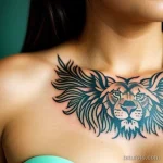 tattoo lion on neck sexy girl, tatufoto.com 070