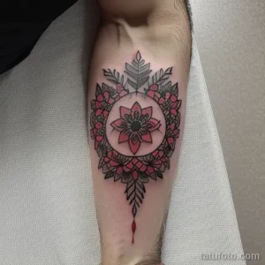 tattoo of a floral wreath on a man s forearm tatufoto.com 194