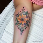 tattoo of a floral wreath on a woman s thigh tatufoto.com 198