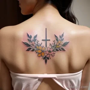 tattoo of a floral wreath on a woman s upper back tatufoto.com 201