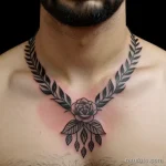 tattoo of a flower wreath on a man s neck tatufoto.com 202