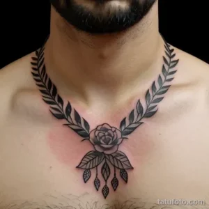 tattoo of a flower wreath on a man s neck tatufoto.com 202