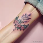 tattoo of a flower wreath on a woman s wrist tatufoto.com 206
