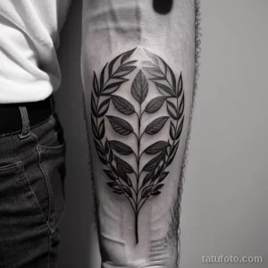 tattoo of a laurel wreath on a man s calf tatufoto.com 207