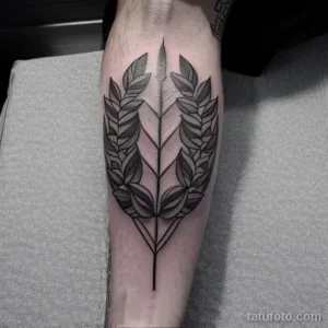 tattoo of a laurel wreath on a man s calf tatufoto.com 208