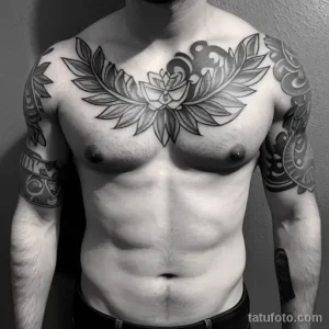 tattoo of a simple laurel wreath on a man s ribcage tatufoto.com 235