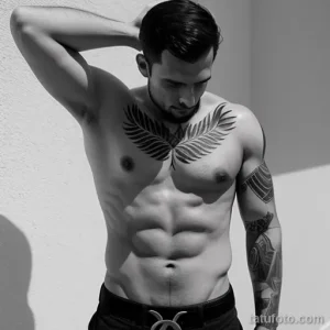 tattoo of a simple laurel wreath on a man s ribcage tatufoto.com 236