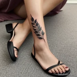 tattoo of a simple laurel wreath on a woman s ankle tatufoto.com 238