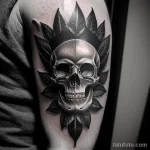 tattoo of a skull wreath on a man s bicep tatufoto.com 239