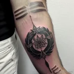 tattoo of a wreath with flames on a man s forearm tatufoto.com 266