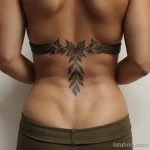 tattoo of a wreath with oak leaves on a woman s lower back tatufoto.com 267