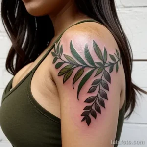 tattoo of a wreath with olive branches on a woman s shoulder tatufoto.com 274