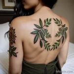 tattoo of a wreath with olive leaves on a woman s upper back tatufoto.com 275