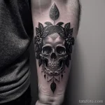 tattoo of a wreath with skulls on a man s forearm tatufoto.com 283