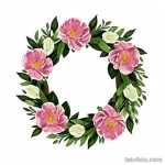 tattoo sketch of a peony wreath tatufoto.com 313