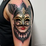 traditional venetian mask tattoo with gold and white detailing S2430381933 St40 G12 tatufoto.com 103