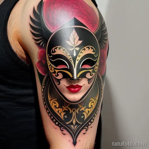 venetian mask tattoo in abstract style tatufoto.com 109