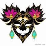 venetian mask tattoo in abstract style tatufoto.com 111