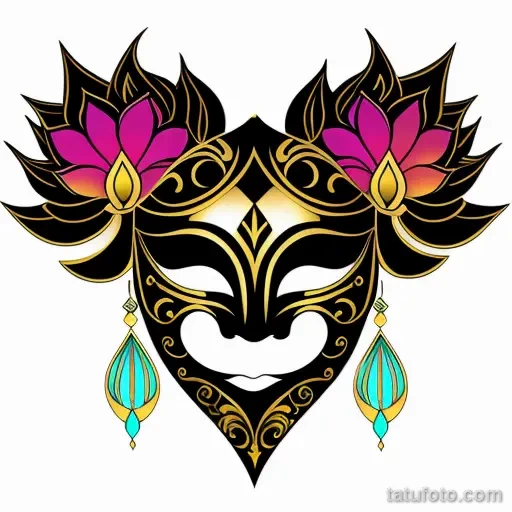 venetian mask tattoo in abstract style tatufoto.com 111