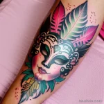 venetian mask tattoo in bright pastel colors tatufoto.com 156