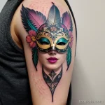 venetian mask tattoo in bright pastel colors tatufoto.com 157