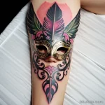venetian mask tattoo in bright pastel colors tatufoto.com 158