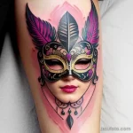 venetian mask tattoo in bright pastel colors tatufoto.com 159