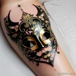 venetian mask tattoo in gold and black tatufoto.com 172