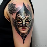 venetian mask tattoo in gold and silver tatufoto.com 176