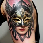 venetian mask tattoo in gold and silver tatufoto.com 180