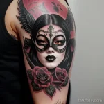 venetian mask tattoo in gothic style tatufoto.com 186