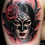 venetian mask tattoo in gothic style tatufoto.com 193