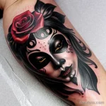 venetian mask tattoo in gothic style tatufoto.com 195