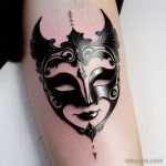 venetian mask tattoo in traditional black ink with minimal shading S2430381935 St40 G12 tatufoto.com 228