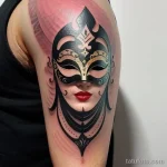 venetian mask tattoo in traditional style with bold lines and shading S2430381933 St40 G12 tatufoto.com 236