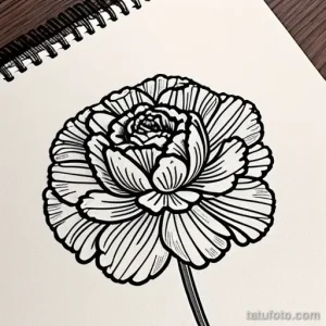 vintage-style carnation tattoo design tatufoto.com 350