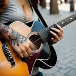 woman playing guitar on the street tatufoto.com 161