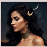 woman with a crescent moon and star tattoo on her neck, symbolizing guidance, standing under the night sky tattoo lion, on neck tatufoto.com 151