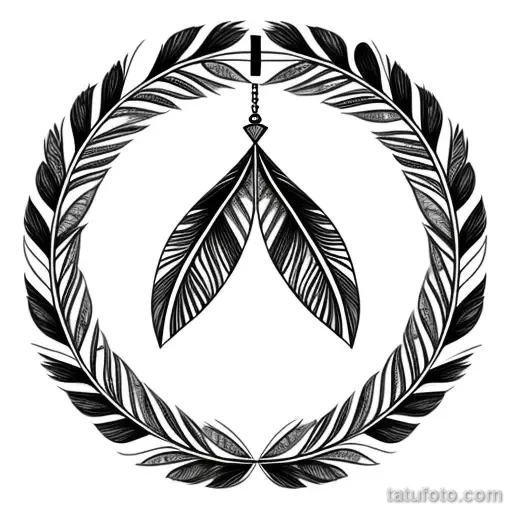 wreath with feathers tattoo sketch tatufoto.com 327