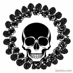wreath with skulls tattoo outline tatufoto.com 335