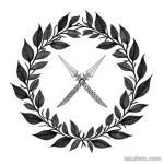 wreath with swords tattoo sketch tatufoto.com 340